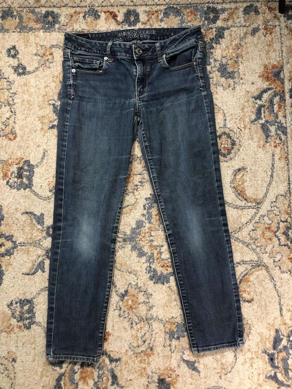American Eagle Outfitters Jeans Womens 8 Short Blue Low Rise Skinny Stretch
